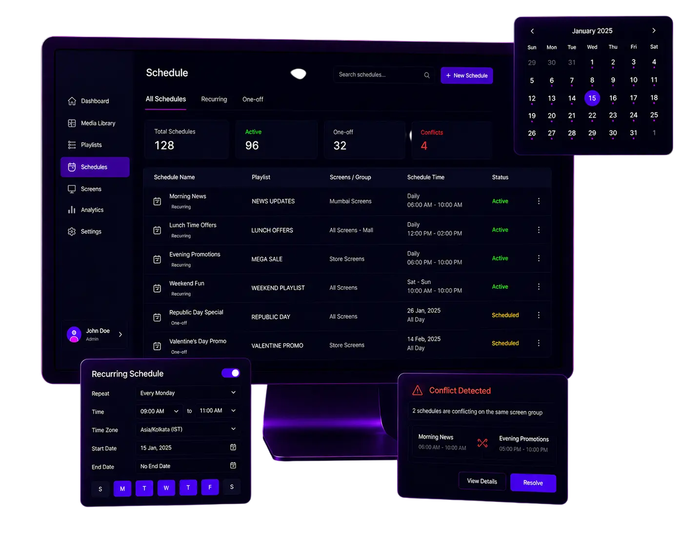 Pixie scheduling calendar view